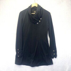 Wooly Bully Wear Stretch Tunic Top Womens Small Artsy Cowl Long Sleeve Shirt